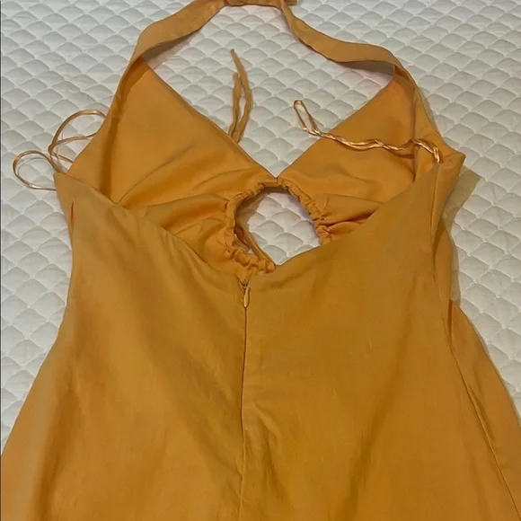 Zara Yellow Orange Sleeveless Tank Top with Cut Out Tie Front - Picture 5 of 7
